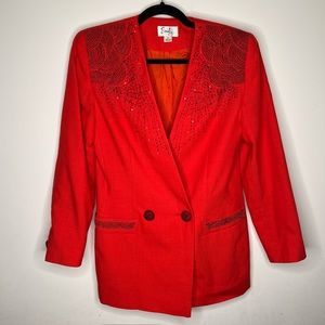 Emily Vintage Beaded Red Blazer